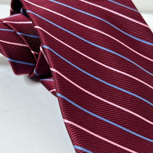 Brooks Brothers Stain Resistant Elegant Striped Tie in Burgundy and Blue - Picture 6 of 10